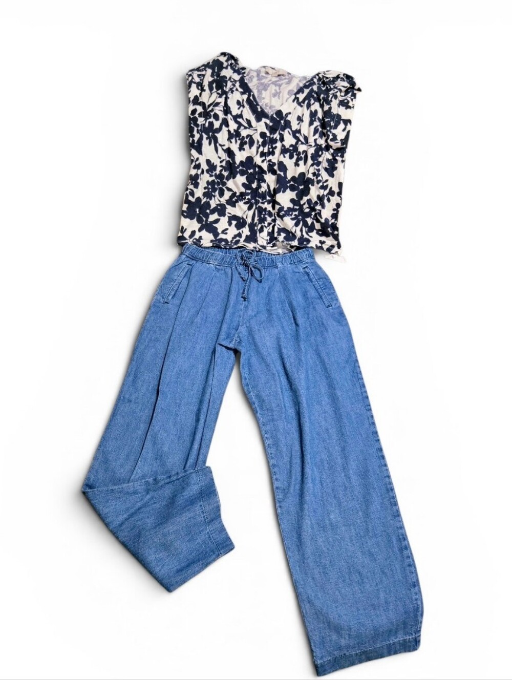 Blouse Not Included unless you want to Bundle. Wide-Leg Chambray Pants